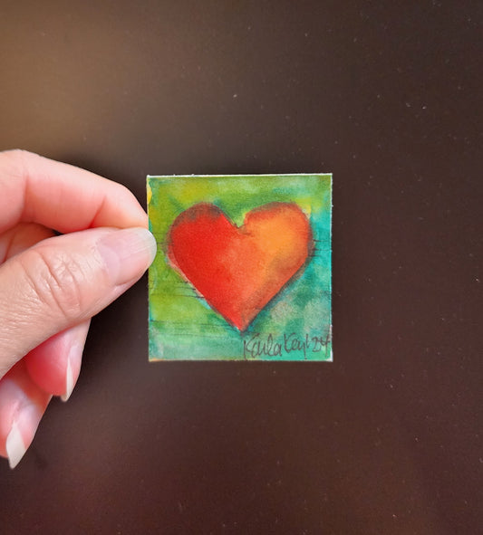 Miniature Red Heart Painting