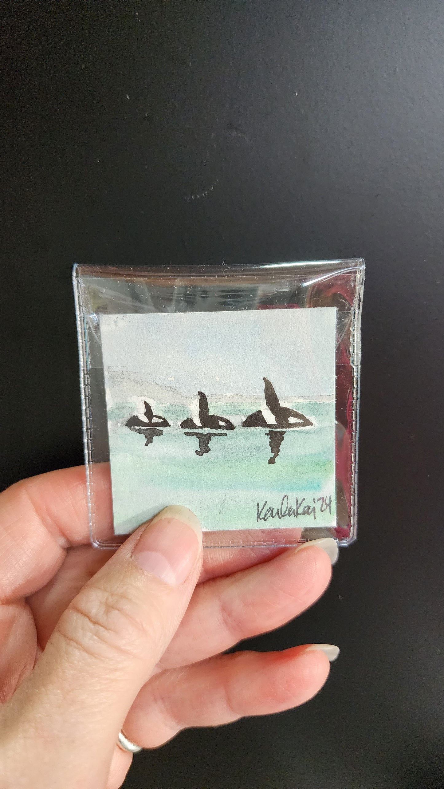 Miniature 3 Orcas Swimming Painting