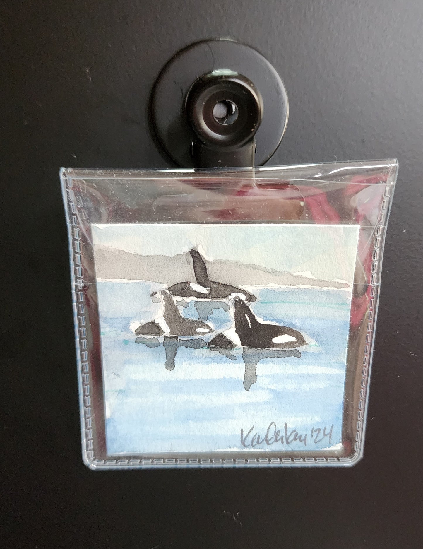 Miniature Orca Family Painting