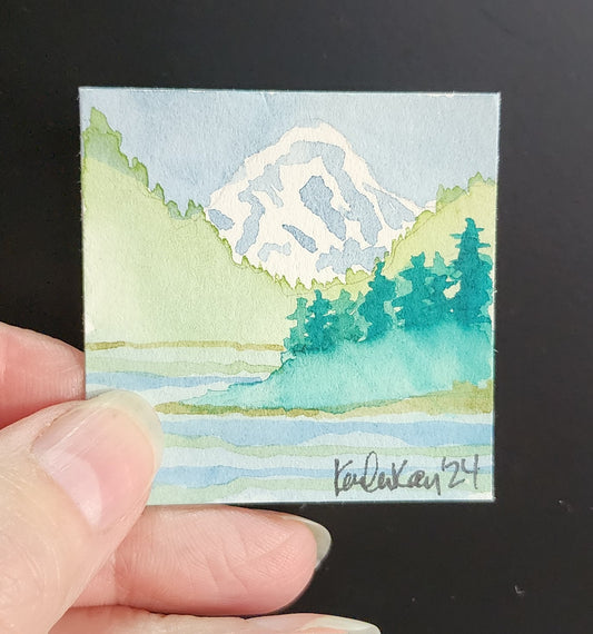 Miniature Mt Baker from the San Juan Islands Painting