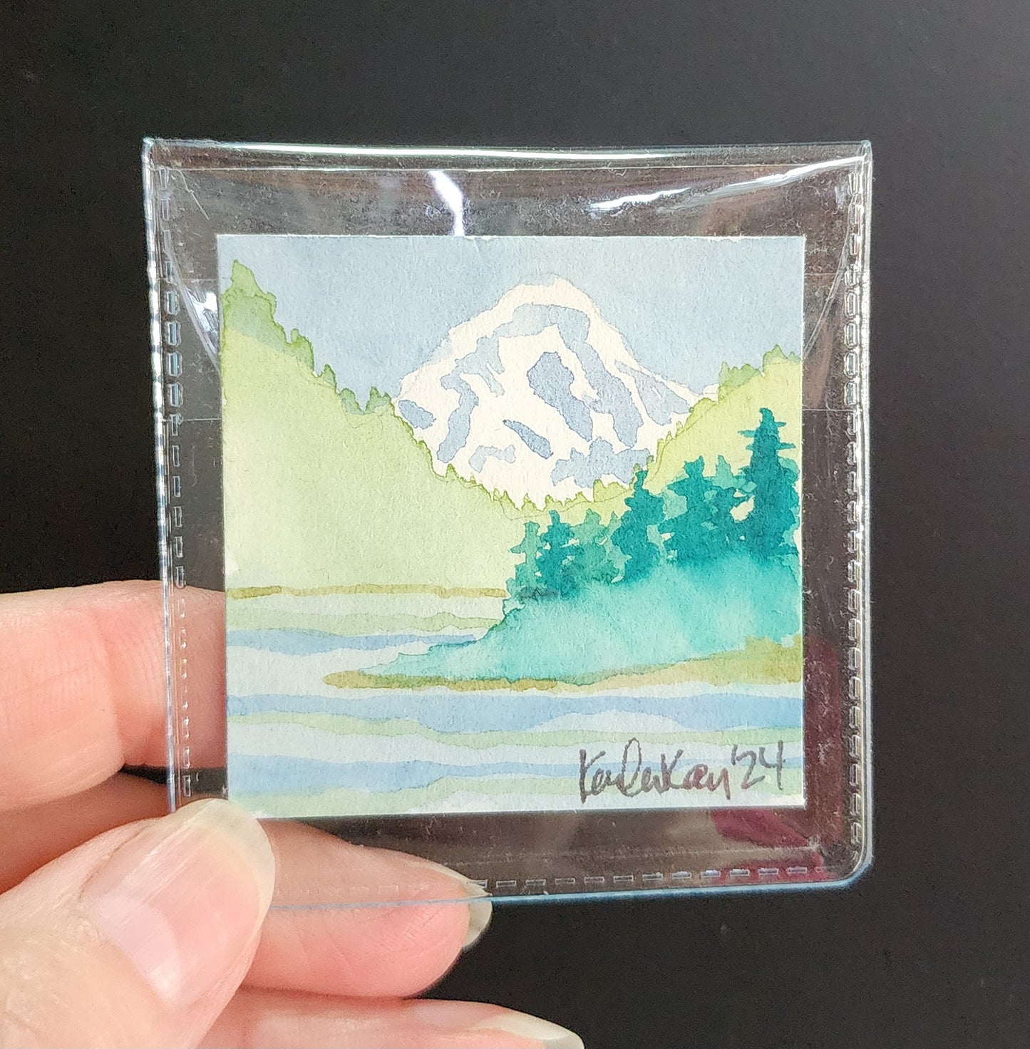 Miniature Mt Baker from the San Juan Islands Painting