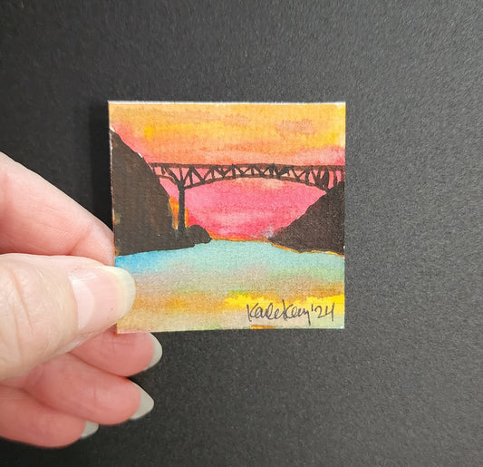 Miniature Deception Pass Multi Colored Sunset Painting