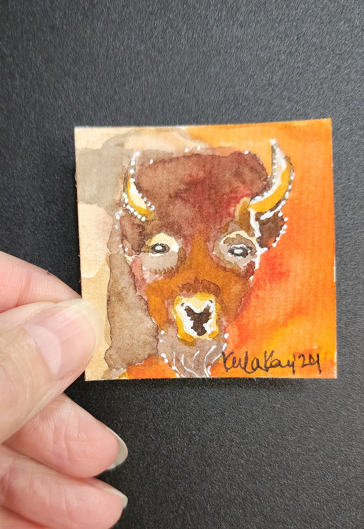 Miniature Buffalo Painting