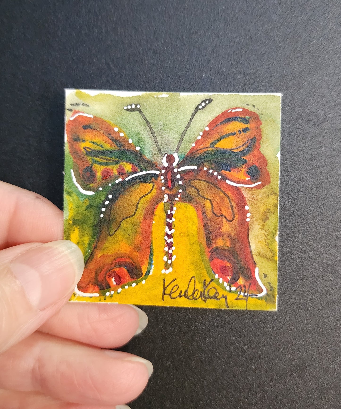 Miniature Earthy Butterfly Painting