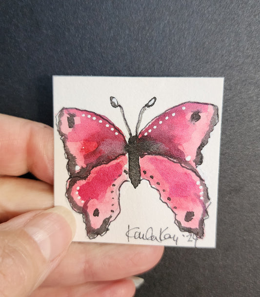 Miniature Pink Butterfly Painting