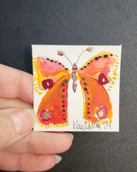 Miniature Orange Butterfly Painting